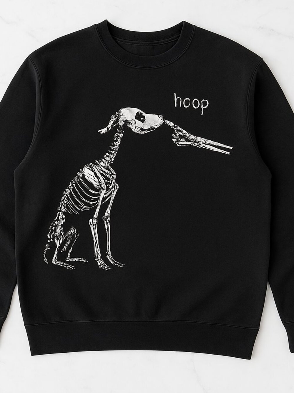 Skeleton Dog Boop Halloween Graphic Sweatshirt Black Crewneck Spooky Dog Lover